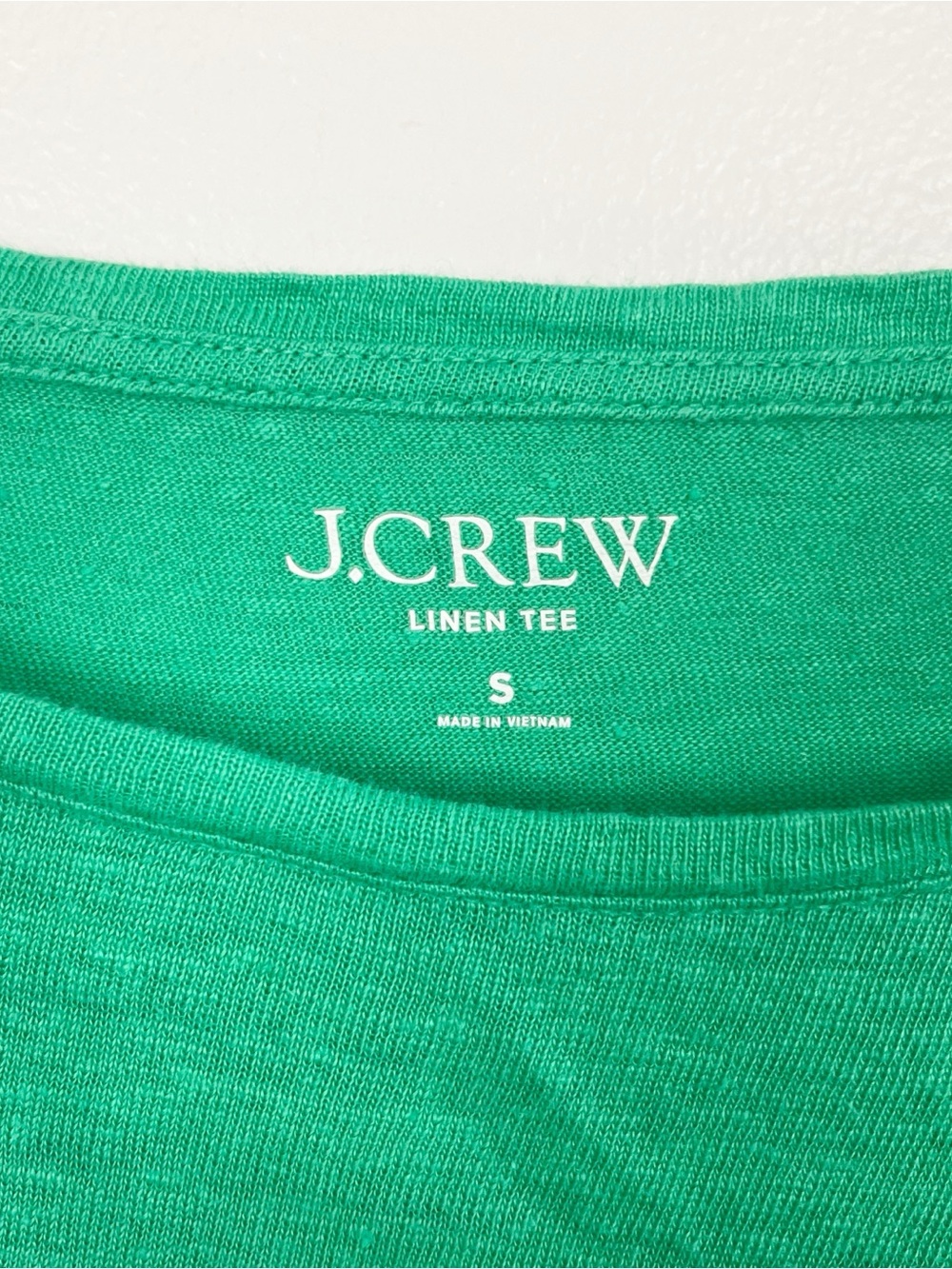 J.Crew Linen Tee – Bright Green 100% Linen Short Sleeve Top | Size Small - Picture 3 of 6